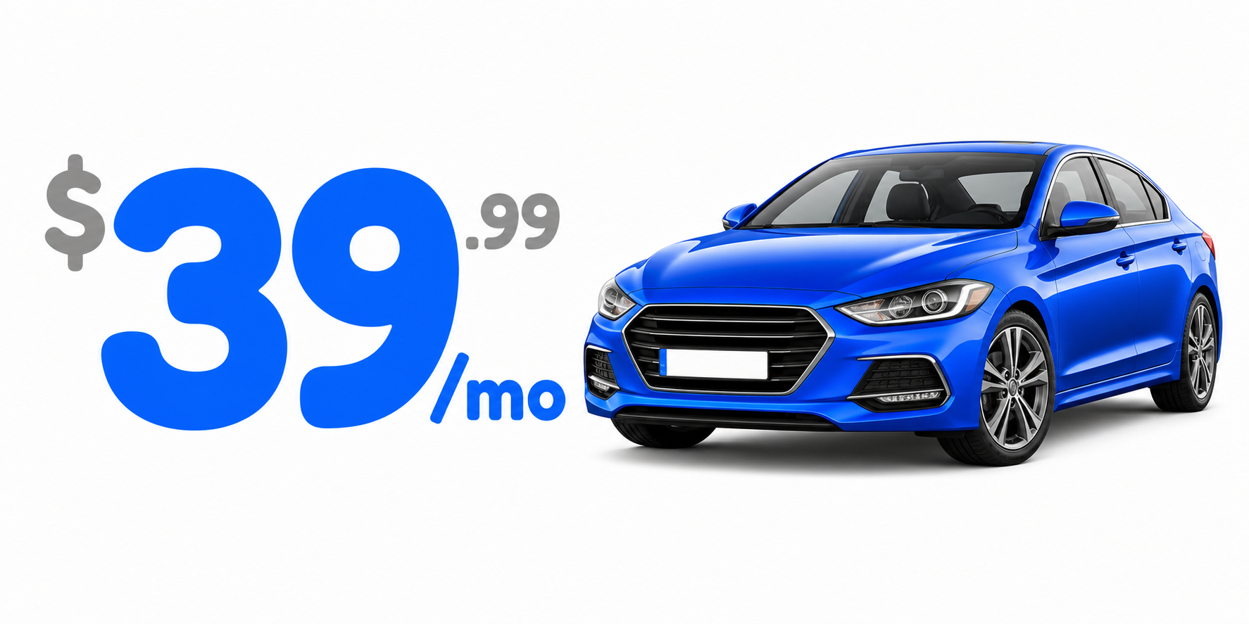 $39.99 per month next to a blue car